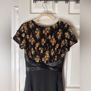 Bettie Page by Tatyana Black & Gold Pencil Wiggle Dress